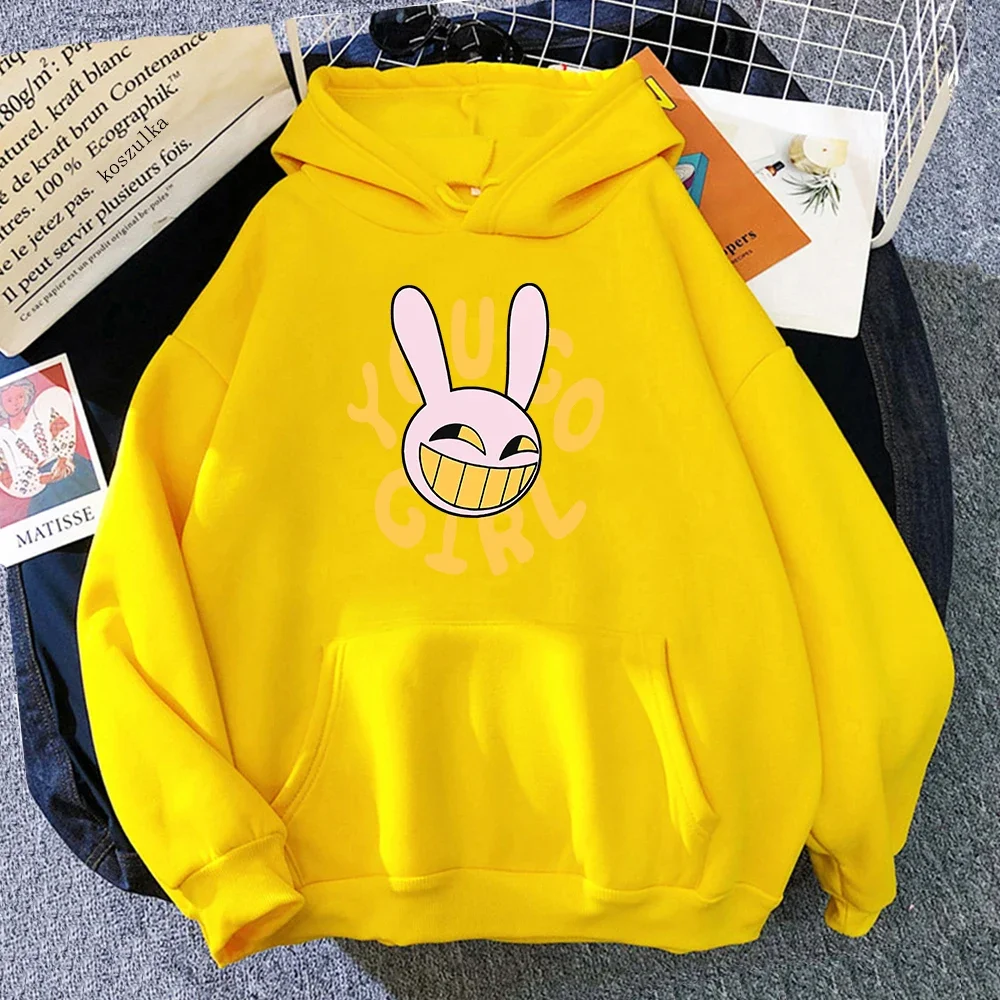 YOU GO GIRL Digital Circus Jax Hoodie, modischer Damen-Hoodie im Harajuku-Stil, lustiger, süßer Hasen-Hoodie, Unisex-Cartoon-Vintage-Pullover-Sweatshirt – Detail 15