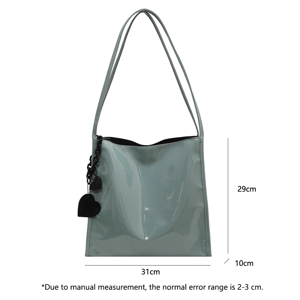 Casual Large Capacity Totes High Quality Glossy Patent Leather Shoulder Bags Women Shopping Travelling Underarm Handbags