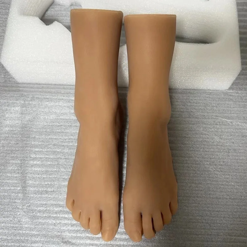 Female Mannequin Feet Simulation Silicone Foot Model Nail Art Practice Manicure Shoes Sock Display Dark Color Skeleton