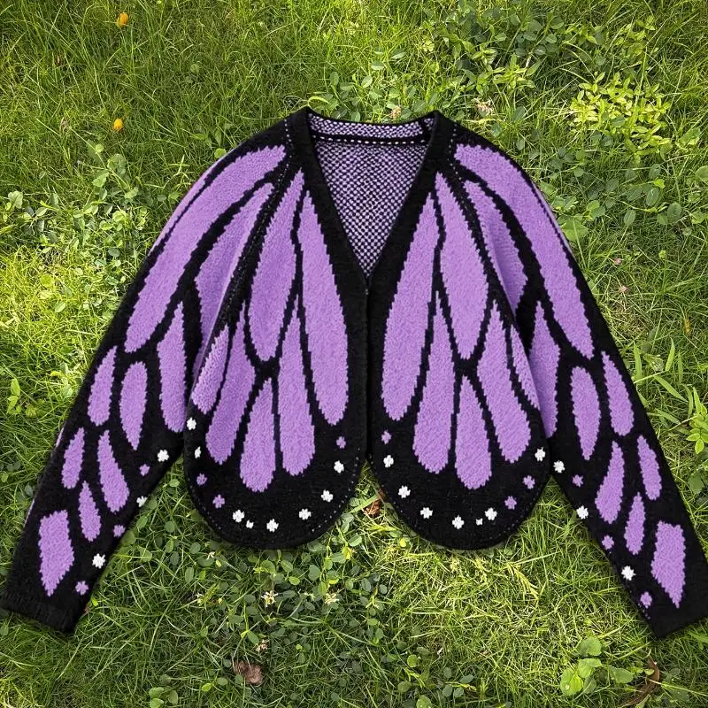 Hot 2026 Autumn/winter New Cross Border Women Fashion Design Butterfly Edition Cardigan Casual Loose Bat Sleeve Knitted Sweater