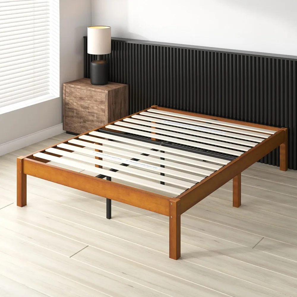 

2024 New 14 Inch Bamboo Platform Bed Frame, Wood Slat Support, No Box Spring Needed, Easy Assembly, Queen