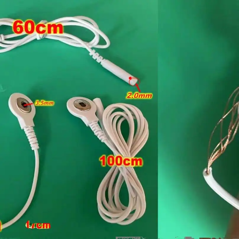 

10pcs 1M Long Replacement TENS/EMS/IF Snap Lead Wire Adapters/Convert ∅2mm Pin Connector to ∅3.5mm Snap Connector