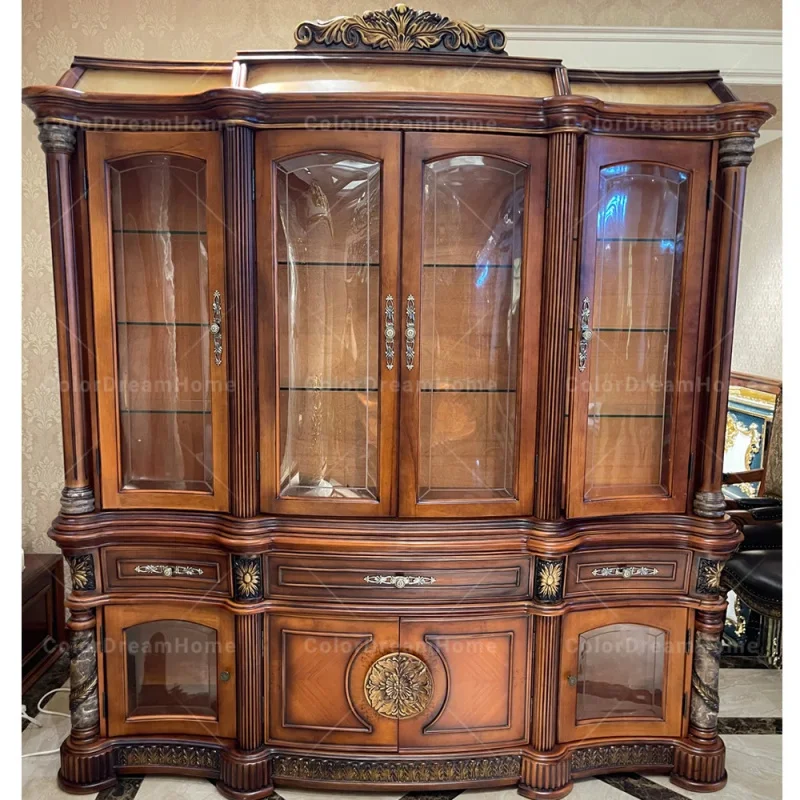 custom.American Style Design Display & China Cabinets With Glass Carving Wood Furniture Antique China Cabinet