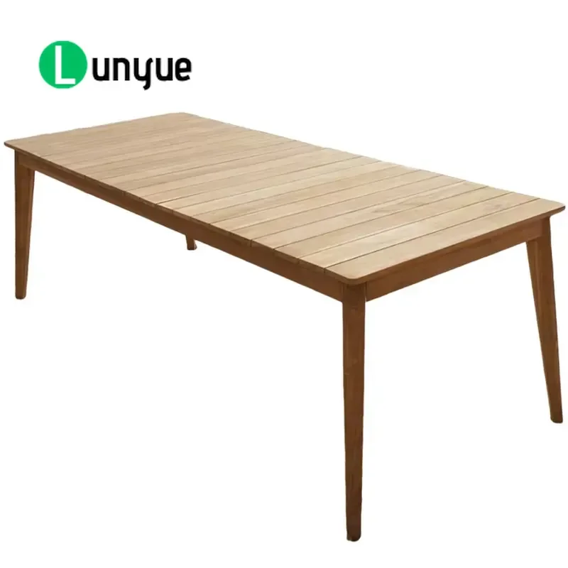 Nordic Modern Teak Dining Table Sturdy Tapered Cylindrical Legs Elegant Furniture for Living Room Direct