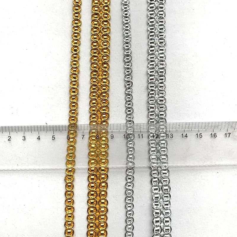 New 5m/16.4ft Each Pack Gold Silver Lace trims Weaving centipeded Handmade DIY Sewing Dress Curtain Crafts Sequin Thin Ribbons