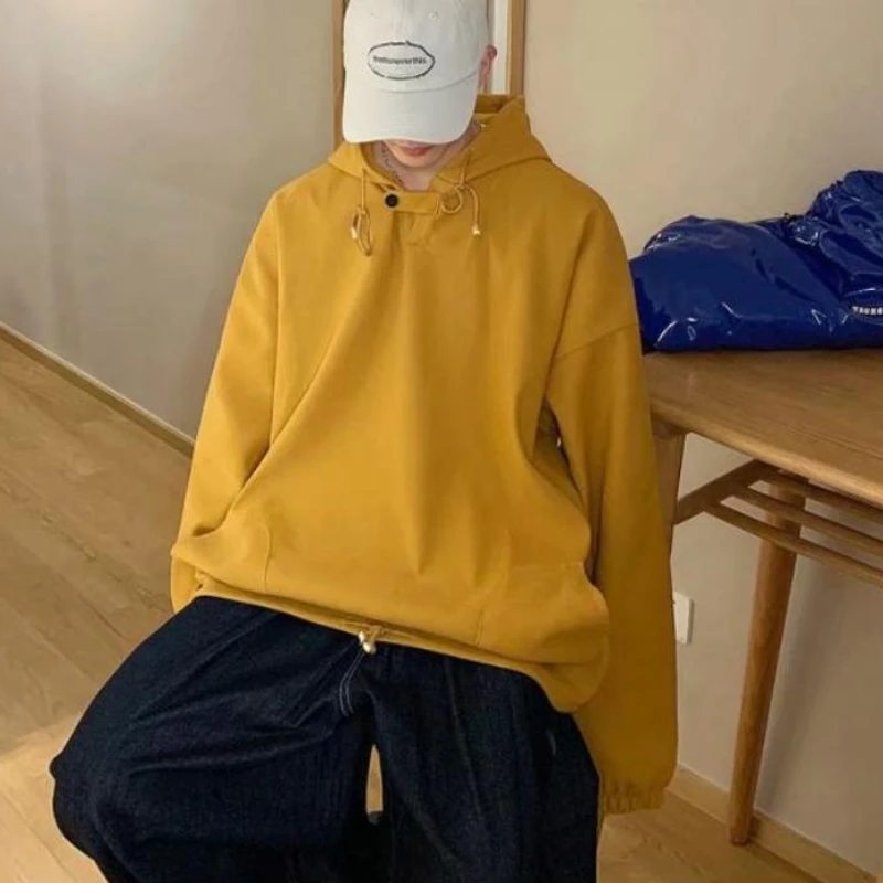 Hoodies Männer Reine Farbe Ulzzang Hochschule Alle-spiel S-3XL Baggy Herbst Streetwear Kleidung Kühlen Einfache Kapuze Mode Männlichen Gut Aussehend