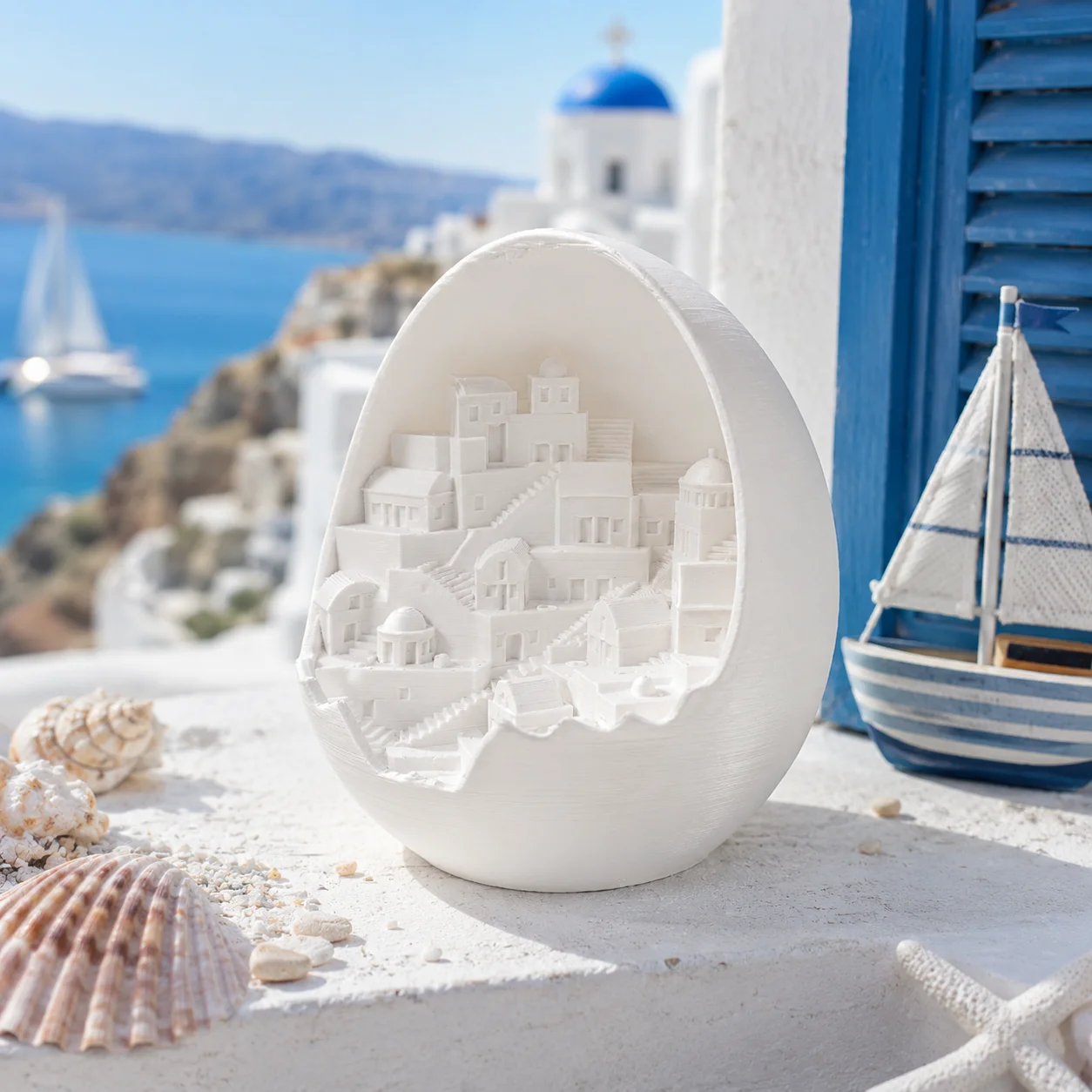 Miniature egg world ornaments, three-dimensional stepped house miniature landscape, tabletop decorative ornaments,shooting props