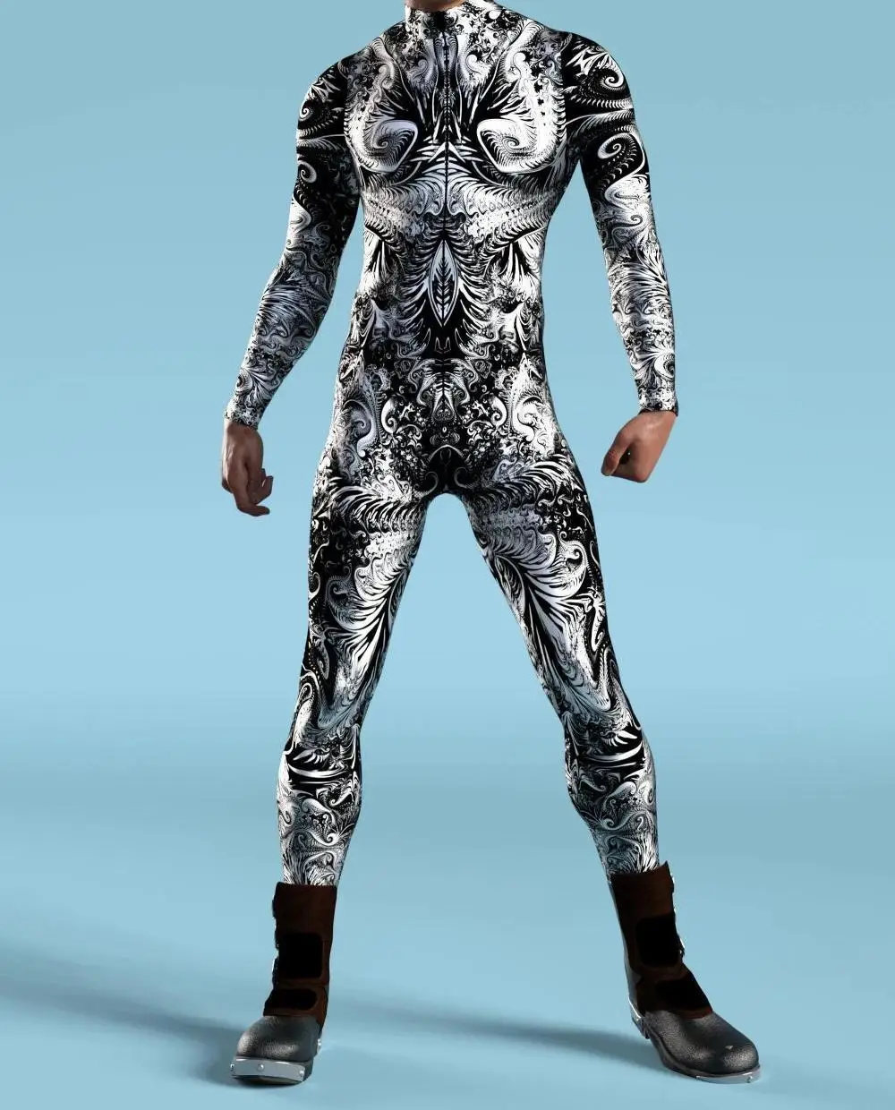Herren Regenbogen-Party-Punk-Jumpsuit Onesie Halloween Cosplay Kostüm Elastischer Party-Performance-Bodysuit – Detail 11