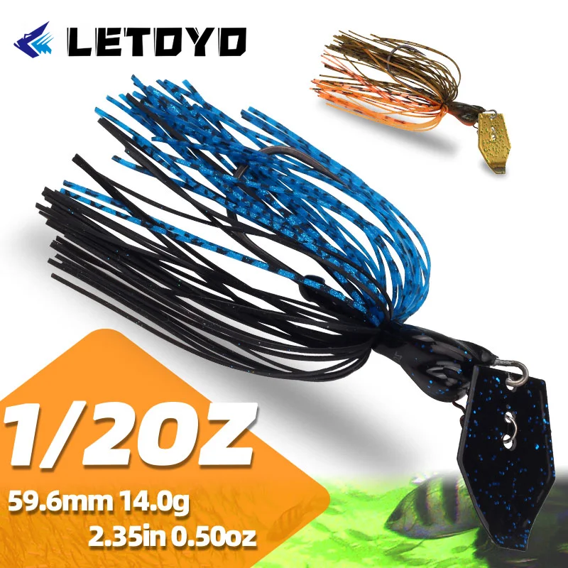 LETOYO 2.35in 1/2oz Chatterbait Bladed Jig Fishing Lure Vibrating Metal Blade Silicone Skirt Needle Point Hook for Bass Pike