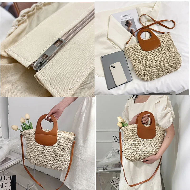 New Women Summer Weave Beach Bag borsa a tracolla borsa asual borsa popolare fatta a mano intrecciata cestino vacanza pochette di paglia Tote