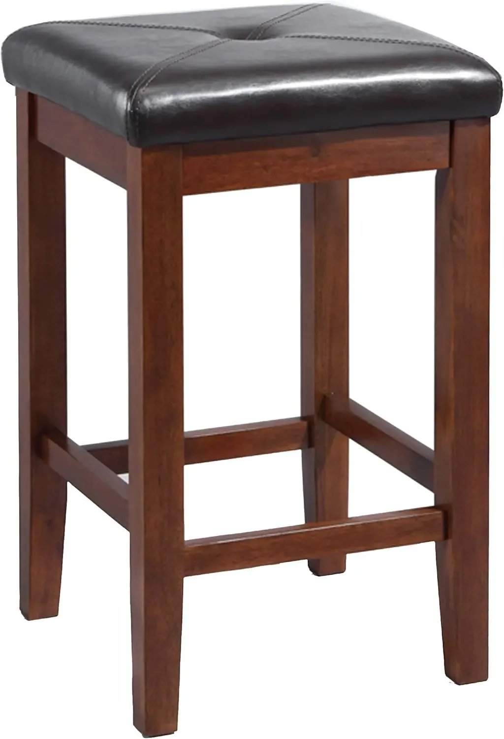 Furniture Upholstered Square Seat Bar Stool (Set of 2), 24-inch, Vintage Mahogany