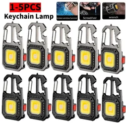 Mini Cob Keychain Light Multifunctional 3 Modes Glare Led Pocket Work Lights Portable Flashlight Outdoor Camping Corkscrew Lamps