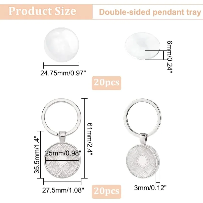 20 قطعة إعدادات كابوشون المفاتيح الفراغات الحافة الصواني سحر صواني مستديرة لسلسلة المفاتيح الفراغات صواني للصور سبائك الراتنج كيرينغ #2