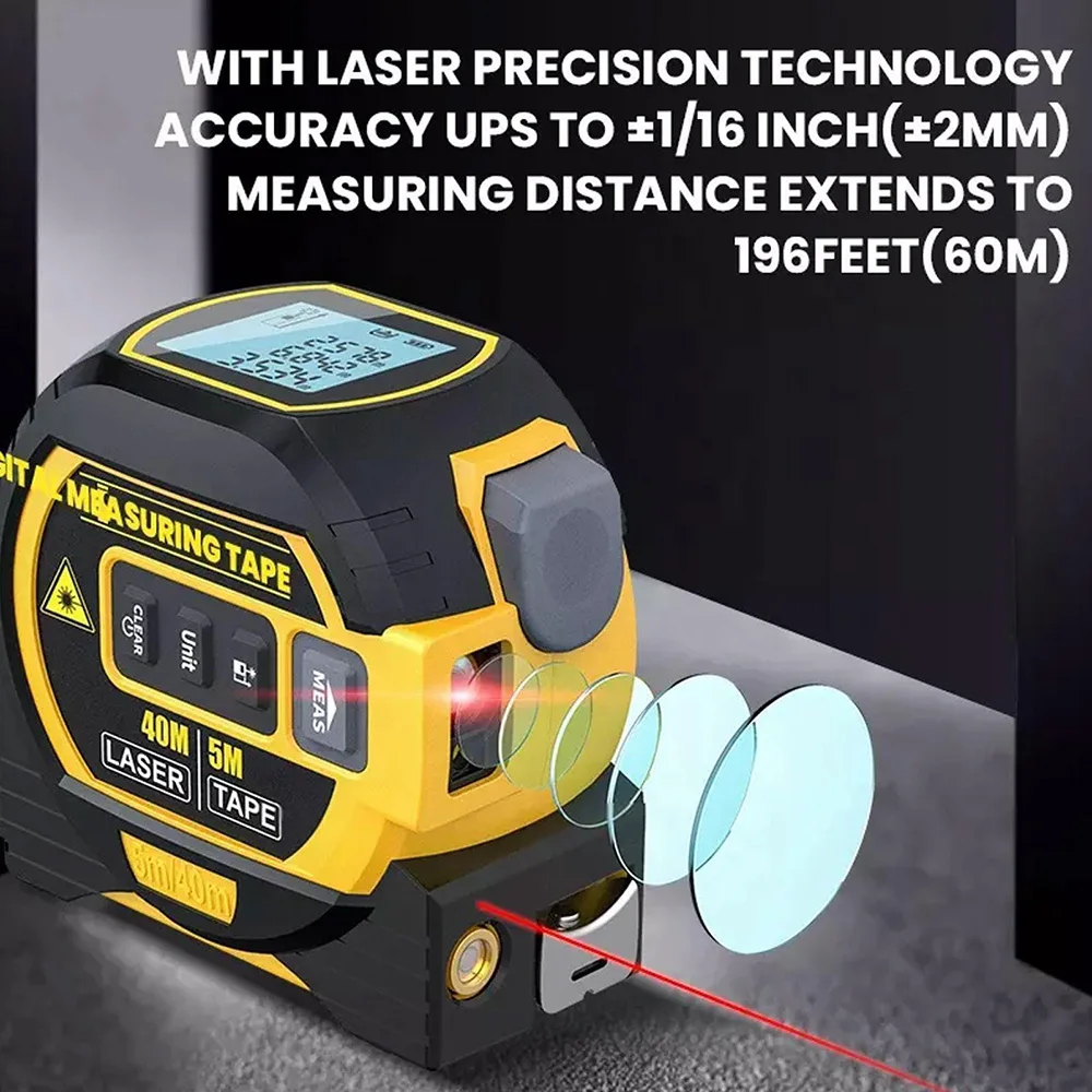 Imagem -06 - Telêmetro de Fita Laser Régua Eletrônica Inteligente de Alta Precisão Infravermelha Medidor de Distância de Construção 5m em 1