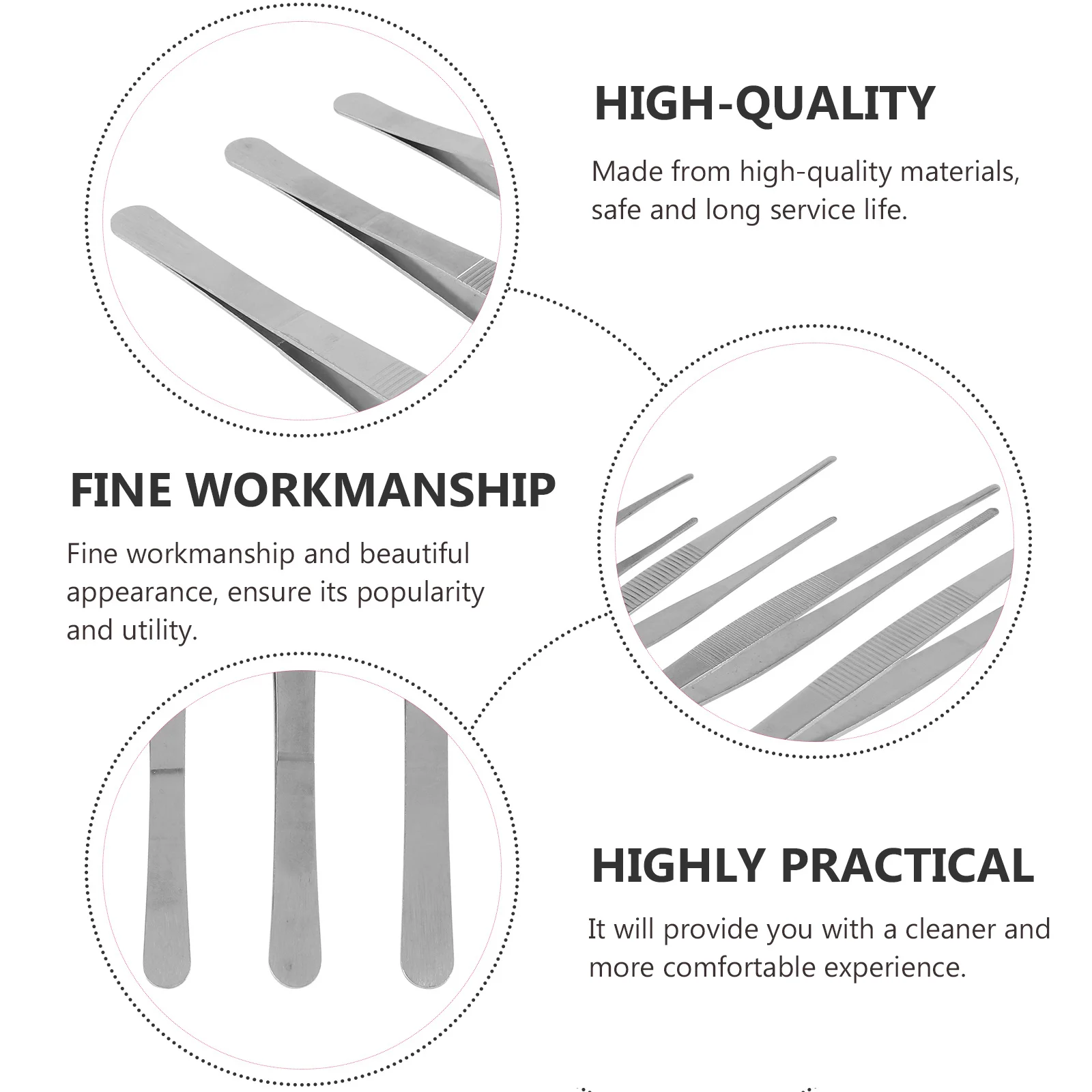 

4Pcs Thickened Stainless Steel Tweezer Fine Craftsmanship Serrated Tip Non-Slip Multipurpose Tweezer for Home