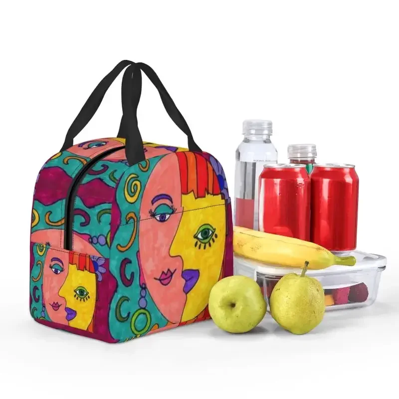 Pablo Picasso Art Bolsa de almuerzo aislada para mujer, refrigerador impermeable, fiambrera térmica, playa, camping, viajes