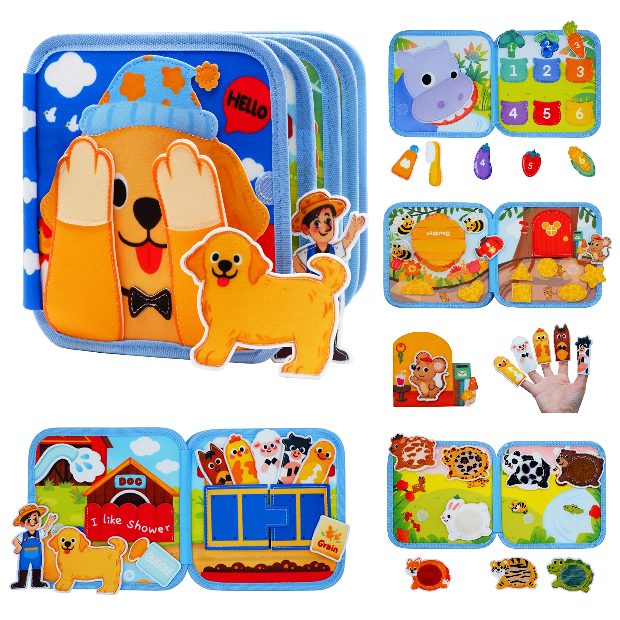 Montessori Spielzeug Beschäftigt Buch für Kinder Farbe Form Tier Erkenntnis Frühe Bildung Spielzeug Welpen Ruhig Buch Feinmotorik Spielzeug