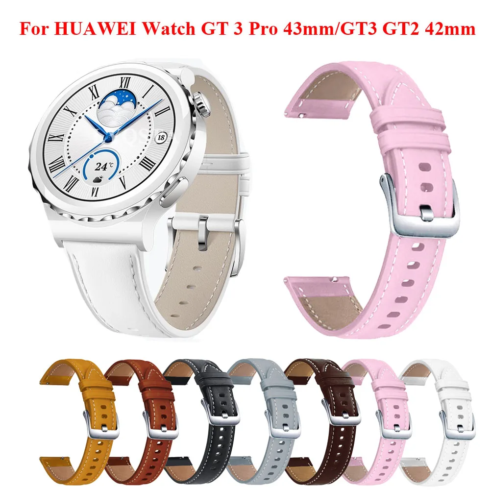 20mm Wristband For Huawei Watch GT3 pro 43mm Watch GT2 GT 3 42mm Leather Bracelet For Honor Magic 2 Watch GT3 42mm Strap Correa