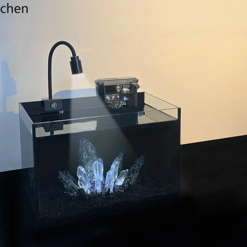 

ZML fish tank filter cycle complete set of desktop small betta advanced dark glass ultra-white black back tank