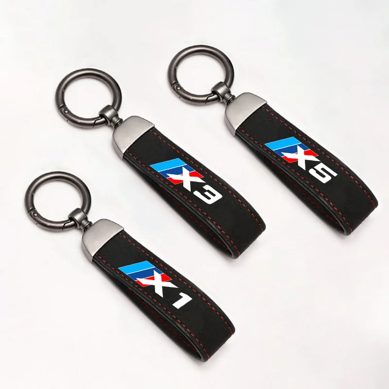 For BMW X1 X2 X3 X4 X5 X6 X7 GT E53 E70 E71 F25 E84 M New Luxury Women Men Suede Leather Car Keychain Key Chain Ring Accessories