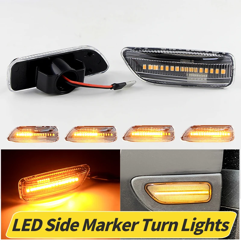 

2Pcs 12V Dynamic LED Amber Side Marker Blinker Turn Signal Light For Volvo S60 V70 XC90 S80 XC70 1998-2007 OEM：30722641,34432641