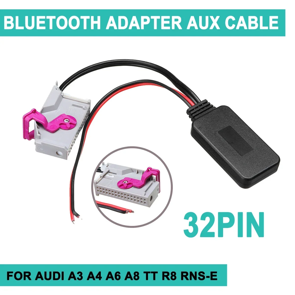 Car Kit Music Audio Receiver Adapter 32Pin For Audi A3 A4 A6 A8 TT R8 RNS-E Wireless bluetooth Adapter Aux Cable Auto bluetooth