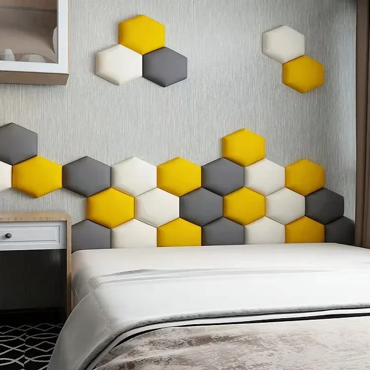 

Hexagon Headboard Nordic Style Bed Head Board Stickers Kids Room Tatami Decor Wallpaper Anti-collision Wall Panel