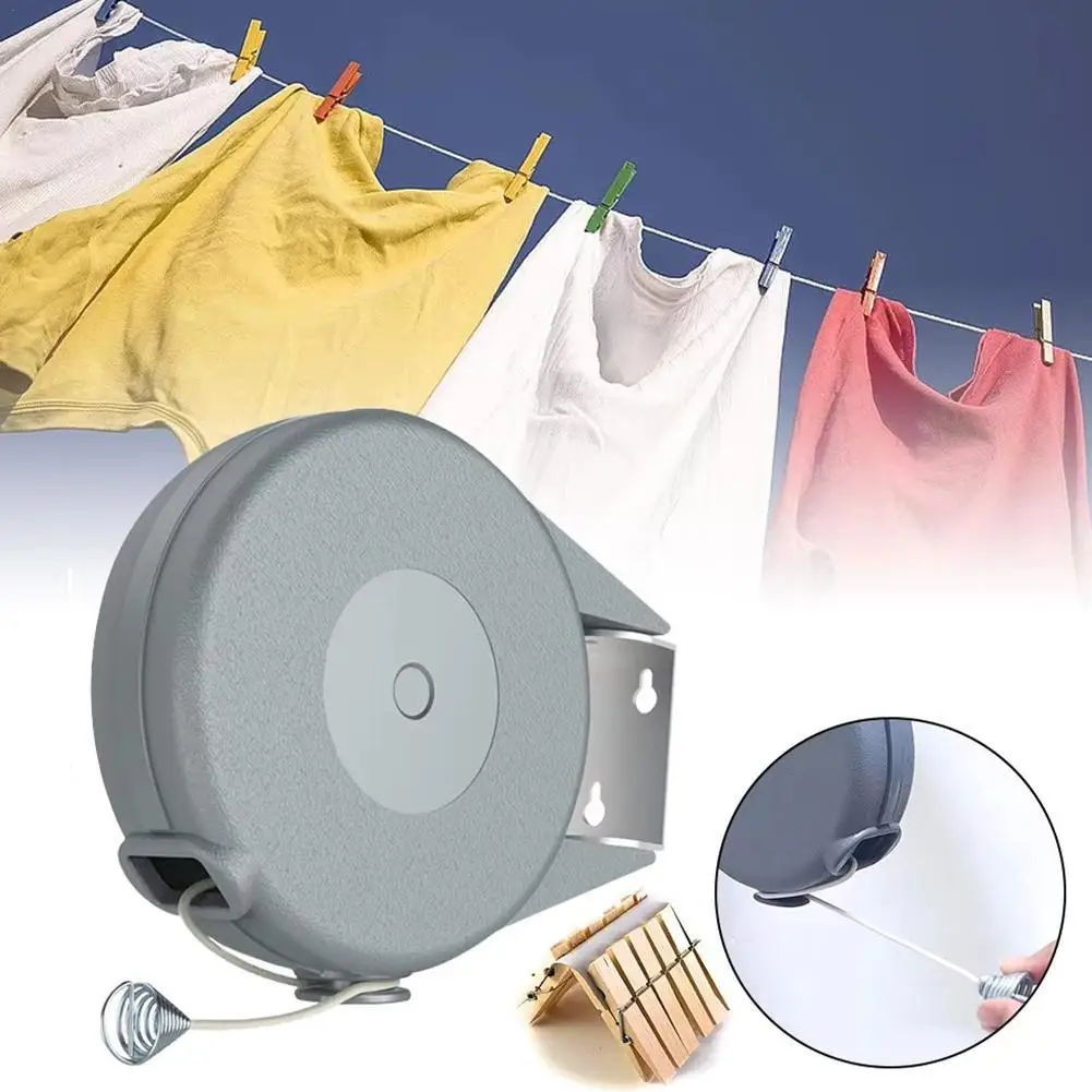 

12M Retractable Clothesline Indoor Outdoor Clothes Line Clothes Drying Laundry Line Anti Slip Wall Mounted Drying Rack