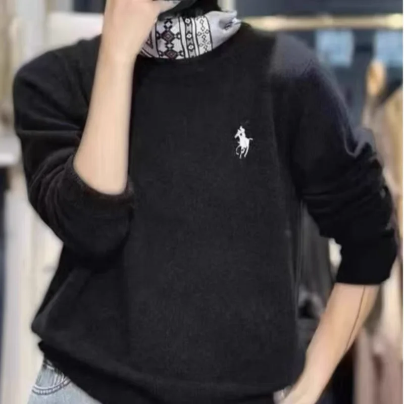 2024 Women\'s Fashion Spring and Autumn Cashmere Embroidered Pullover O-neck New Soft and Comfortable Casual Long Sleeve Embroide