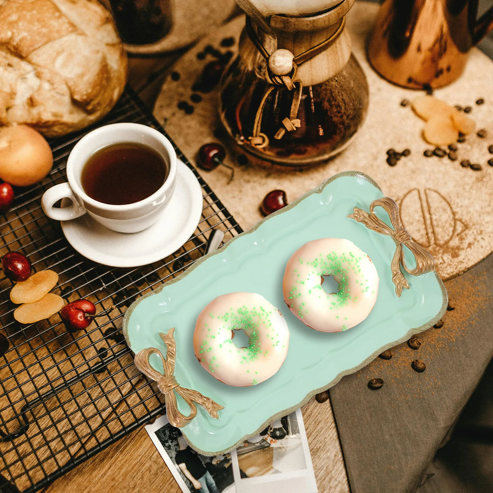 Rectangular Resin Fruit Serving Tray Vintage Decorative Tableware Tray for Candies Snacks Chocolate Dried Fruit Nuts Jewelry