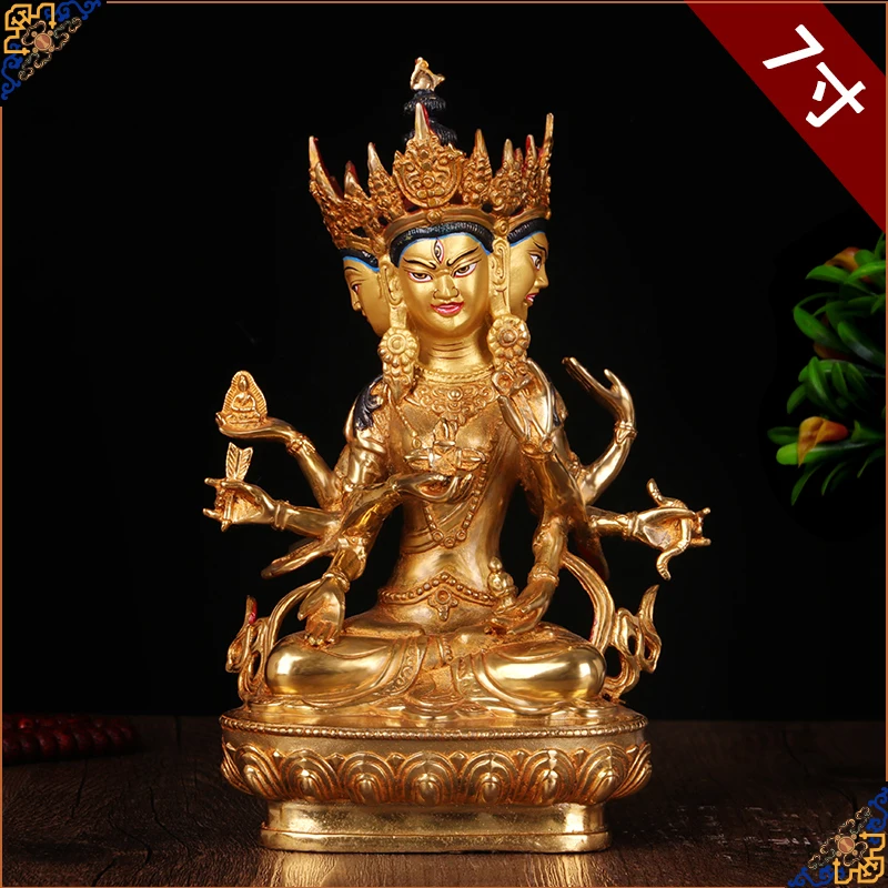 

TOP GOOD HOME family efficacious Talisman Buddhism full Gilding Gold-plated Namgyalma Kong Kim Buddha statue