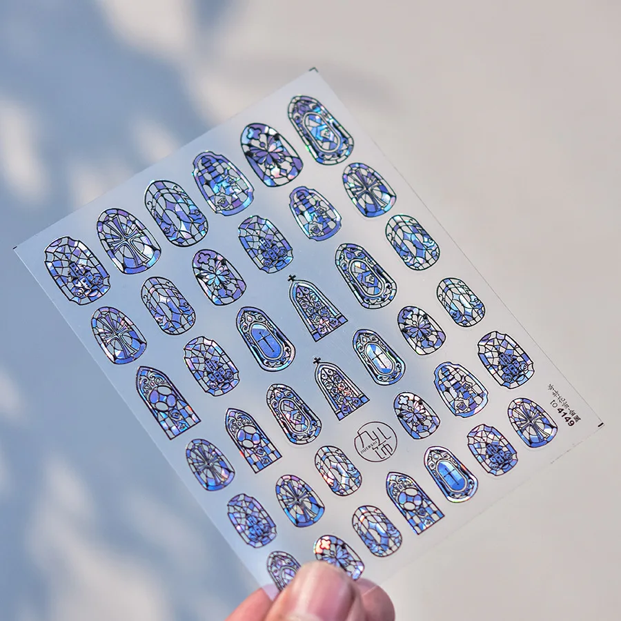 1 قطعة 5D الزجاج جزء مسمار ملصق جودة عالية الزجاج الملون نافذة مصبغة تصميم بريق فن الديكور تصميم مسمار ملصقا