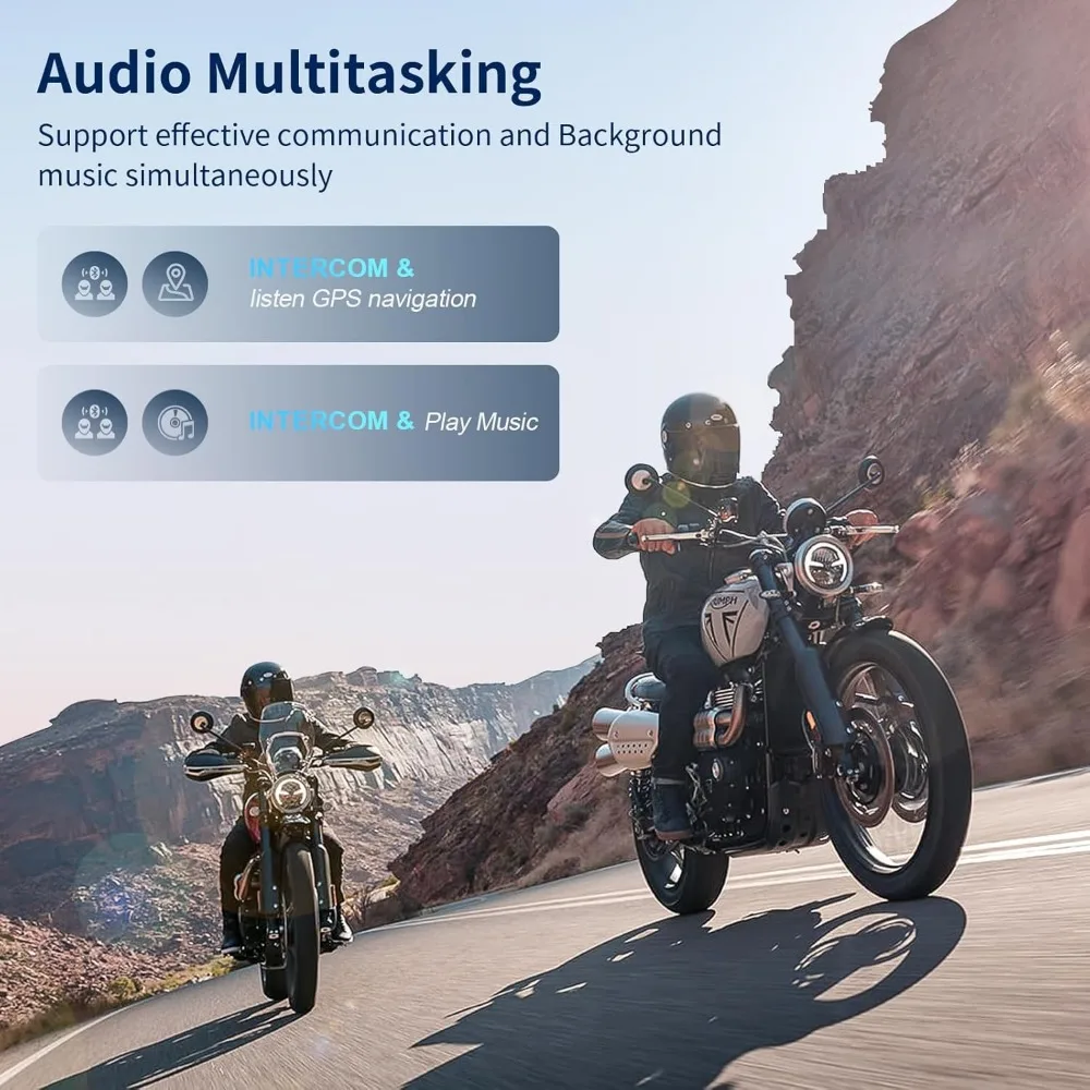Bluetooth Mesh Intercom,FX10C Motorcycle Bluetooth Headset with Music Sharing,2 Riders Bluetooth intercom Communication System