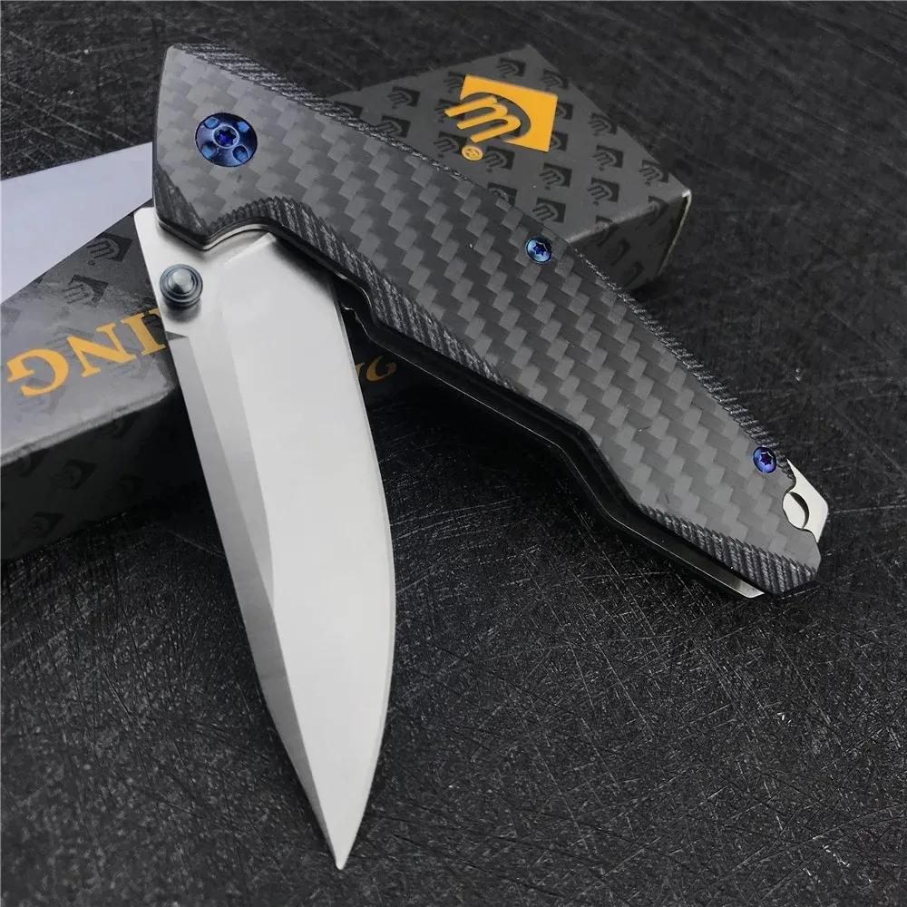 Folding Knife Carbon Fiber Handle Camping Hunting Pocket Knife 8Cr13MoV Steel Titanium Outdoor Survival Knives Kitchen Knife