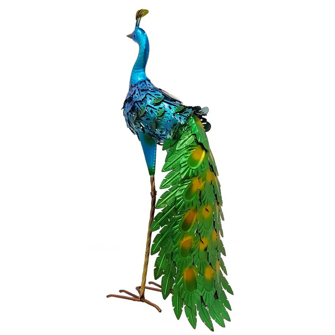 Foreign Trade Hot Selling European And American Outdoor Lawn Iron Crafts Solar Lights Trailing Peacock Green Animal Ornaments