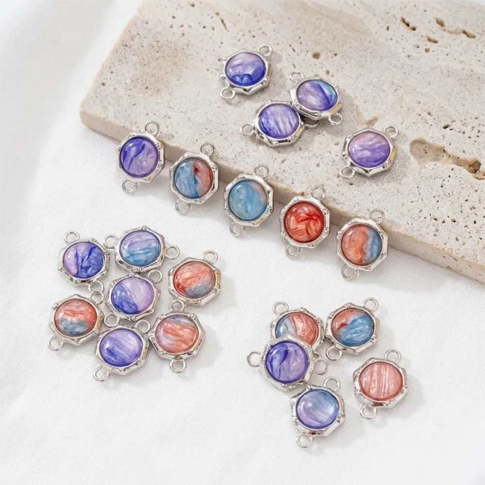 5Pcs 12x17.5mm Alloy Cat Eye Stone Halo Dyed Double Hanging Pendant Beads Connectors DIY Bracelet Necklace Jewelry Accessories - view 6