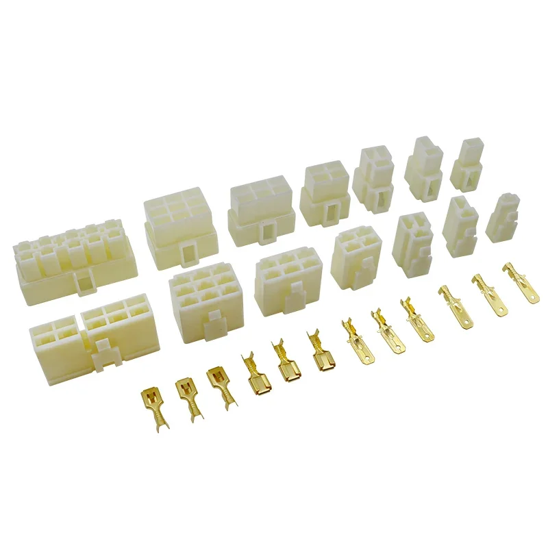 

6.3mm Automobile connector 6.3 1P 2P 3P 4P 6P 8P 9P 10P 12P 14P pin/way Crimp Terminal Connector Kits Male Female socket plug