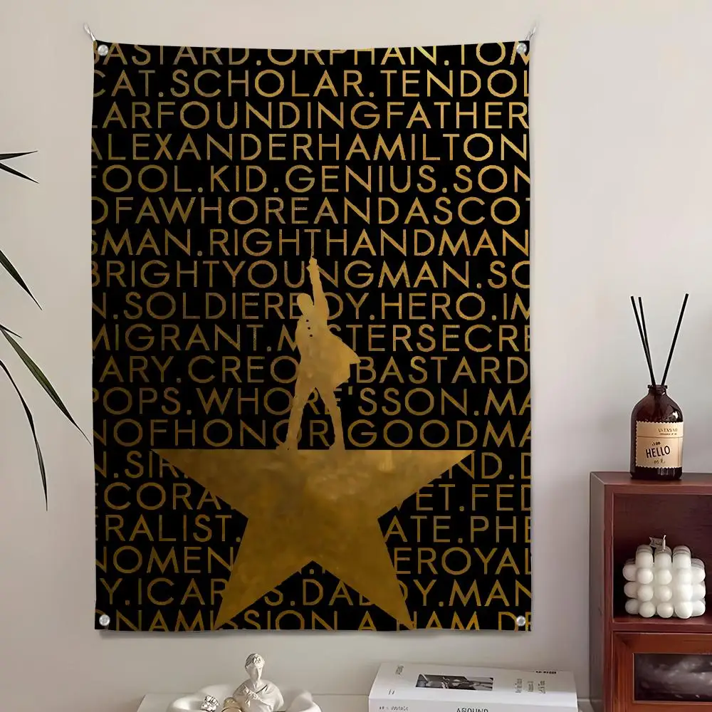 American Musical H-Hamilton Vintage Tapestry Background Art Decor For Bedroom Living Room Bar Garden Outdoor  Wall Decor