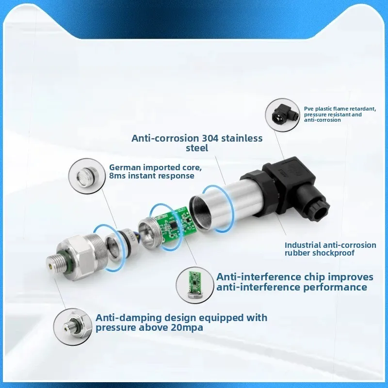 Pressure Transmitter 4-20mA Imported Silicon Sensor for Water/Hydraulic/Oil/Air RS485