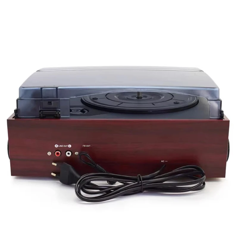 3-Speed Bluetooth Record Player Turntable with Built-In Speakers AM/FM Radio Cassette USB/SD Recorder Vinyl LP Gramophone