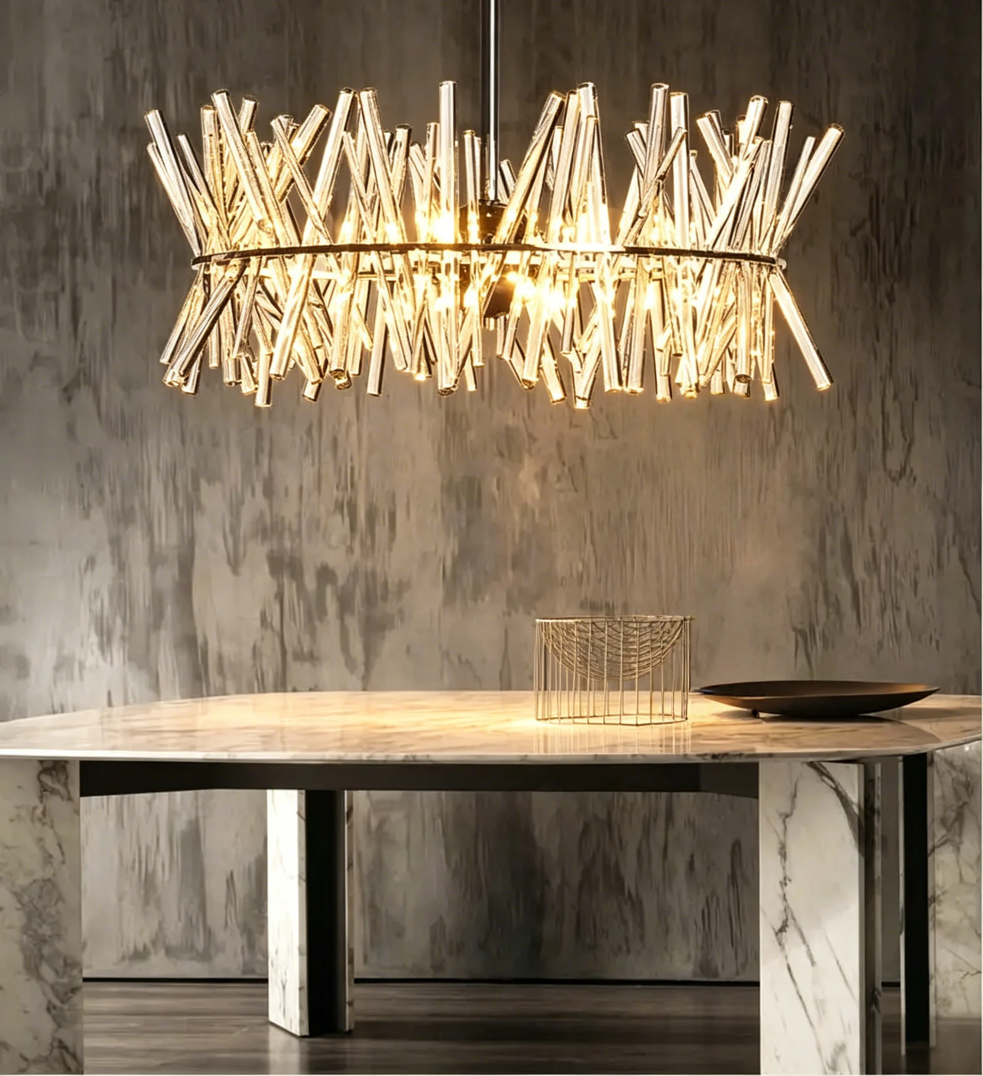 Post-modern minimalist living room lamps foreign designers crystal glass dining chandeliers round creative art bedroom lamps