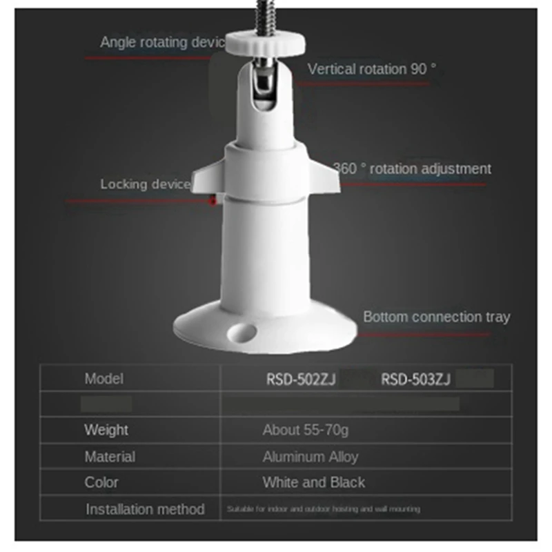 Parede e teto Security Bracket para câmera, montagem ajustável, interior e exterior, 2X