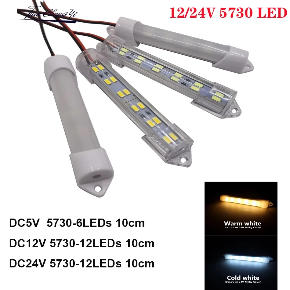 

DC5V 12V/24V LED Light Strip 10cm 12LEDs 6LEDs Hard Rigid Tube Bar Lamp IP30 5730-led bead Lights Strips For DIY