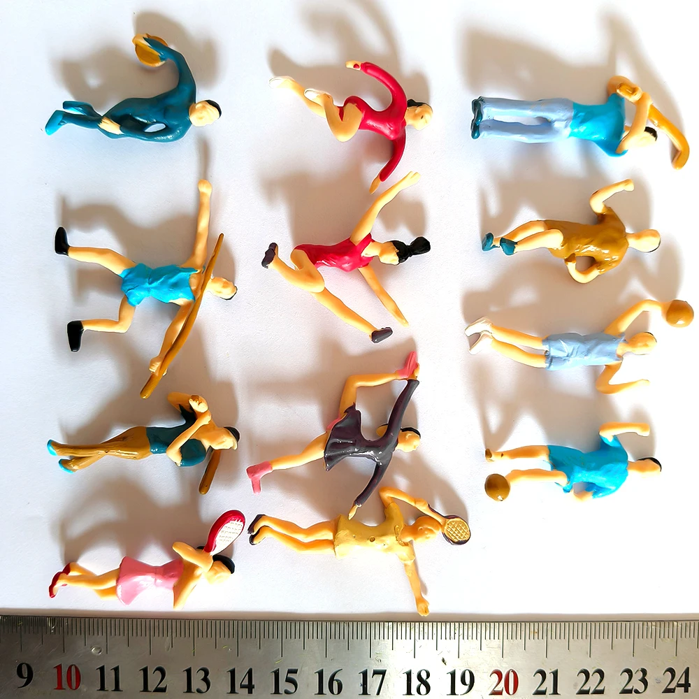 Figuras en miniatura de 12 Uds., modelo de escena deportiva, pintura de estatuilla, modelo de paisaje estático, diseño de paisaje, exhibición de Dioramas en miniatura Diy