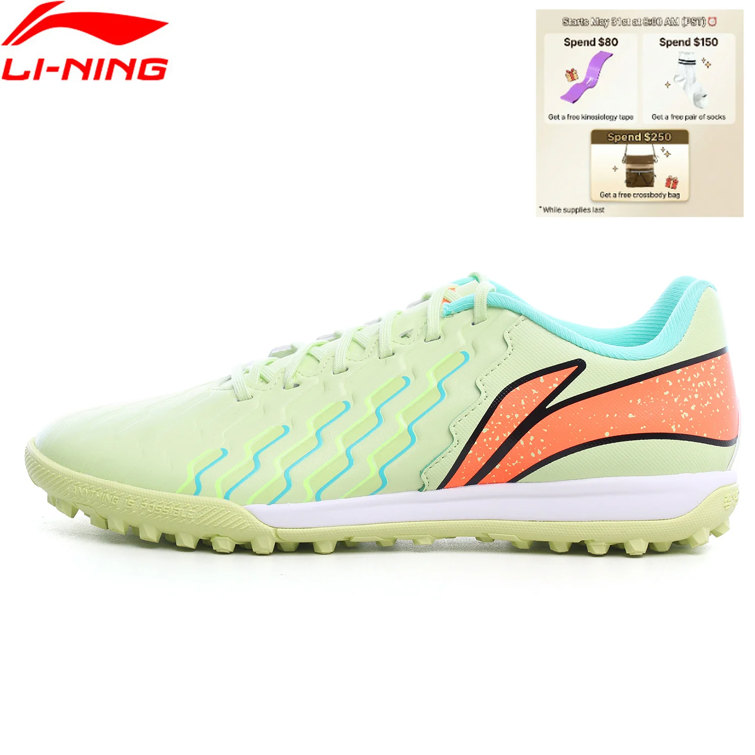 

Li-Ning Men's Soccer Shoes Cushion Sports Stable Support Anti-Slippery Wearable LiNing Comfortable Football Sneakers YSTU005