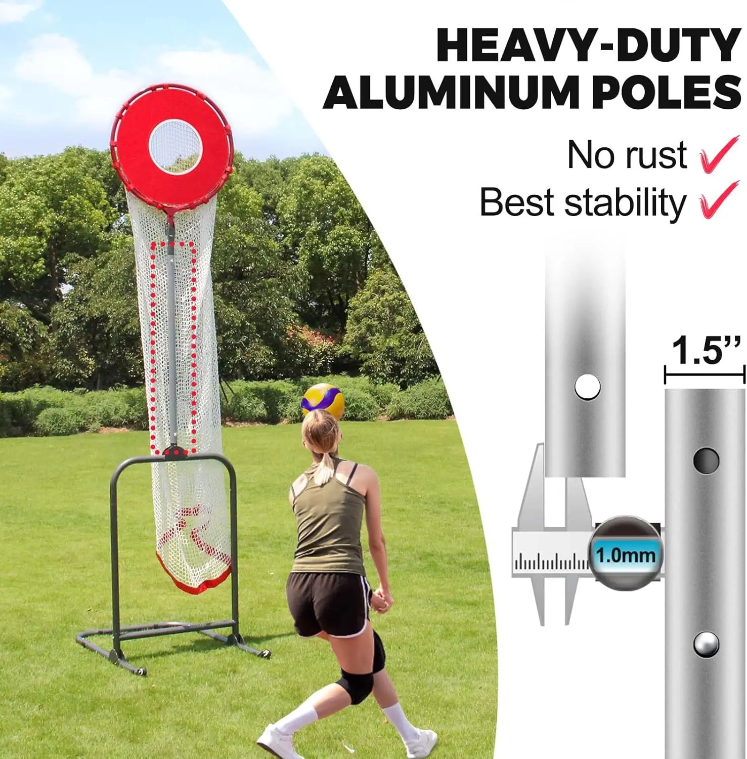 Professional Volleyball Training Net, Adjustable Volleyball Spike Serving Hitting Practice Equipment Machine, Volley Trainer Set