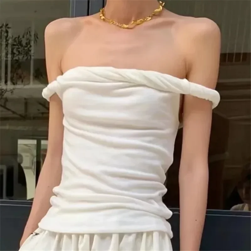 Twisted Shoulder Dress Female Summer New Sexy Slim Slimming Suspenders Wearing Vests