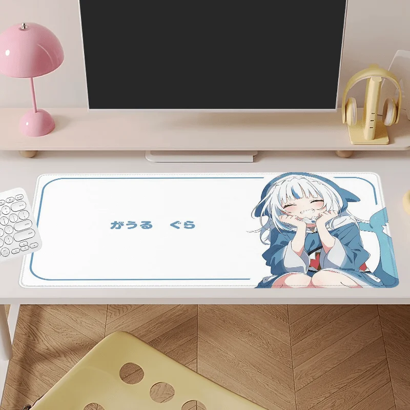 Extra Large Cute Shark Hoodie Girl Anime Gura Gaming Desk Pad Non-Slip Rubber Desk Mat Offices Accessories Setup Mousepads