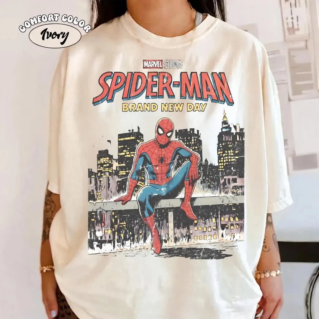 Camiseta Retro de Spider-Man: A New Day (2026) con Estampado de Tom Holland, para Hombre y Mujer, Estilo Y2K Harajuku, Holgada, Informal, Moda Urbana