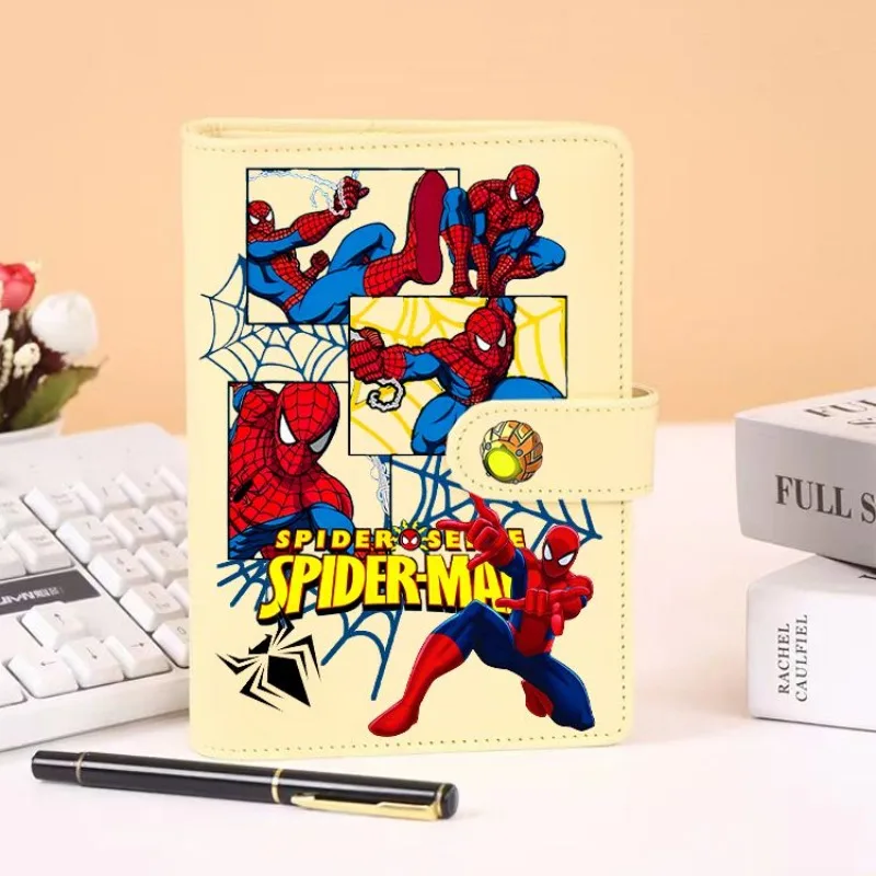 Marvel Spiderman Peripheral Movies Creative Portable Diary PU Metal Magnetic Buckle Student Living Page Notepad Gift Wholesale